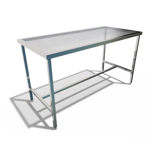 Pharmaceutical table with perforated table top without shelf
